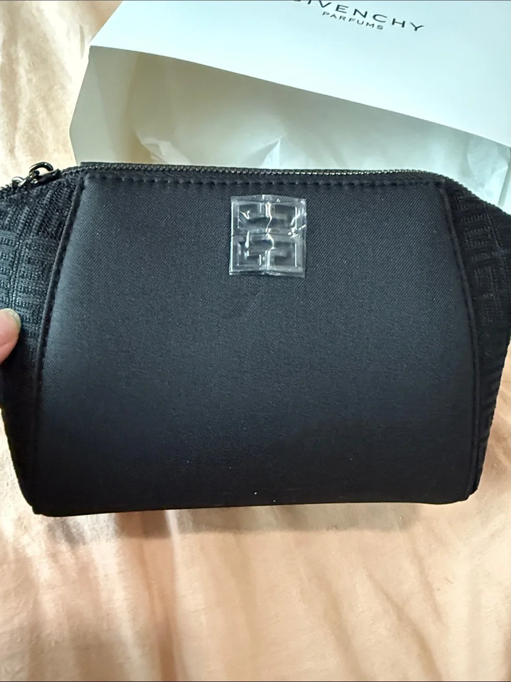 Givenchy Black Neoprene Zip Cosmetic Pouch